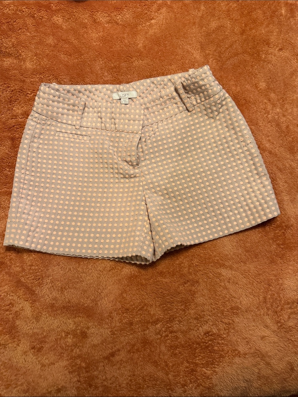 LOFT Light Pink Polka Dot Cotton Blend Shorts